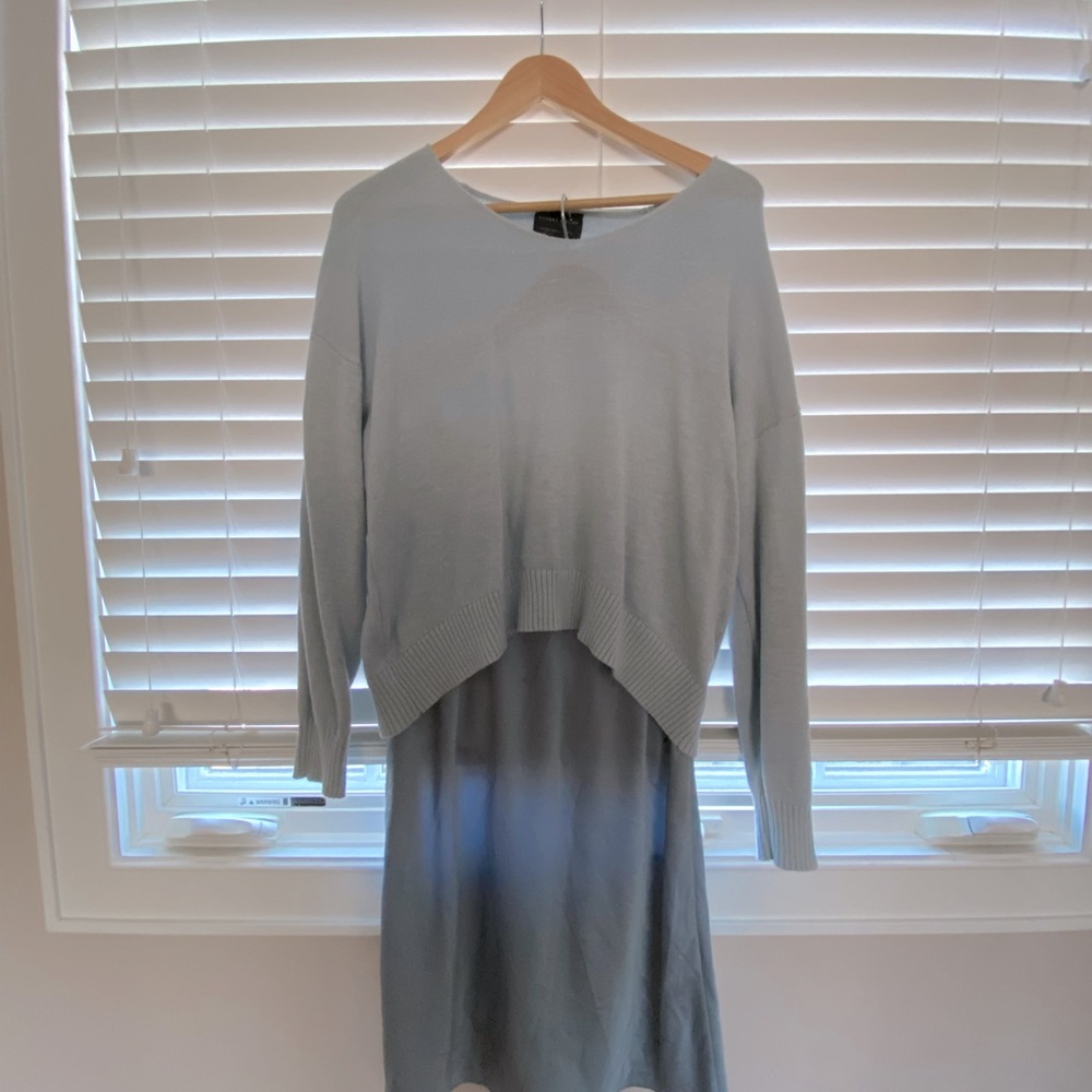 Modern citizen sweater/silk skirt